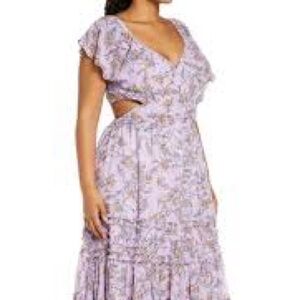 CHELSEA28
Floral Print Chiffon Dress In Purple Bloom Floral Fields